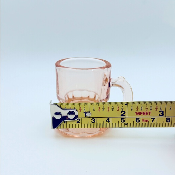 Vintage Lot Of 9 Blush Pink Shot Glasses W/ Handle. Beer Mug Thick Glass Design - Picture 8 of 10